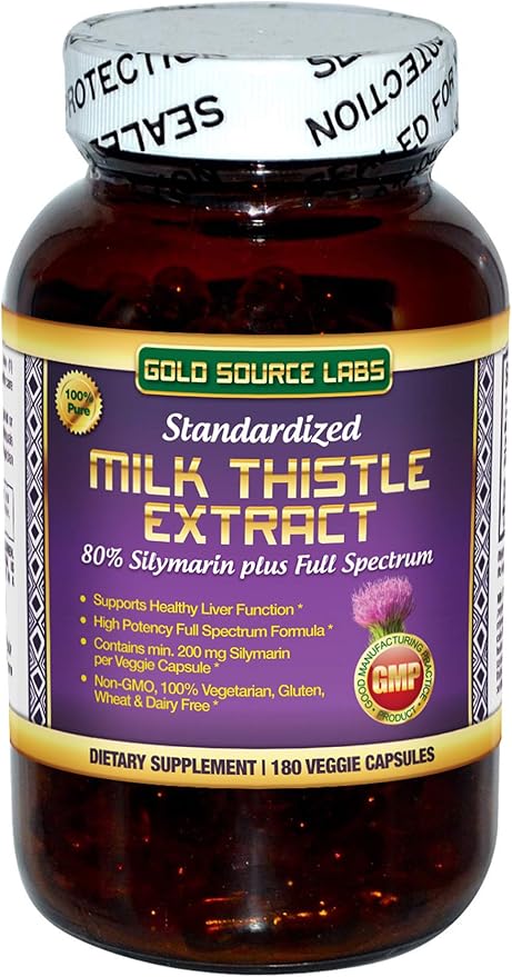 Organic Milk Thistle Capsules, 180 Caps, 80% Silymarin 450 mg,