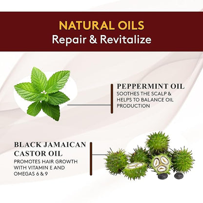 Okay Pure Naturals Black Jamaican Castor Oil - Castor Oil for Hair Growth, Moisture for Skin, Face, Scalp, Eyelashes, Eyebrows - Hair Oil for Men & Women - Peppermint, 4 oz Glass Bottle