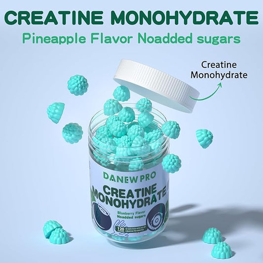 Creatine Monohydrate Gummies 5000mg for Men & Women, Creatine Monohydrate for Muscle Strength, Muscle Builder, Energy Boost, Pre-Workout Supplement(120 Count)-Blueberry Flavor