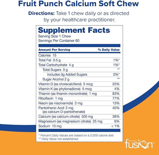 Bariatric Fusion Bariatric Calcium Chews 500mg with D3 & 60 Count