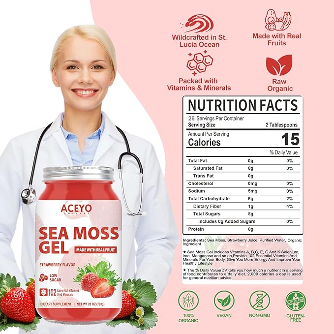 (28 OZ) Sea Moss Gel Organic 102 Vitamins