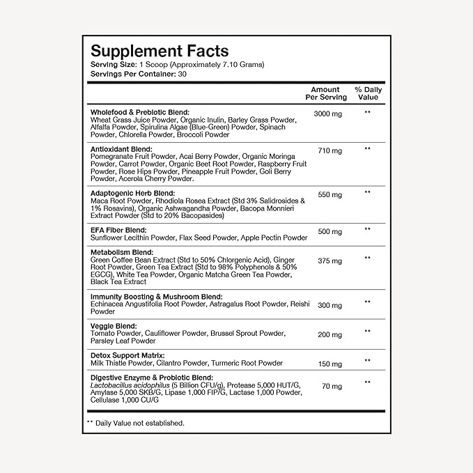 Terra Health Essentials® Super Greens | Organic Superfood Greens Powder | Gluten-Free Gut-Friendly Probiotics | 30 Servings
