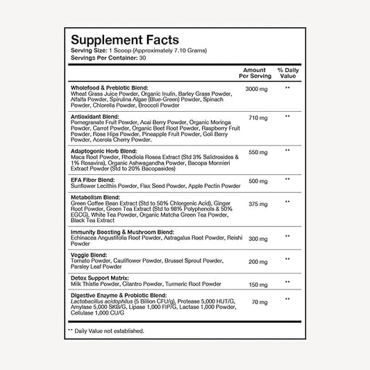 Terra Health Essentials® Super Greens | Organic Superfood Greens Powder | Gluten-Free Gut-Friendly Probiotics | 30 Servings