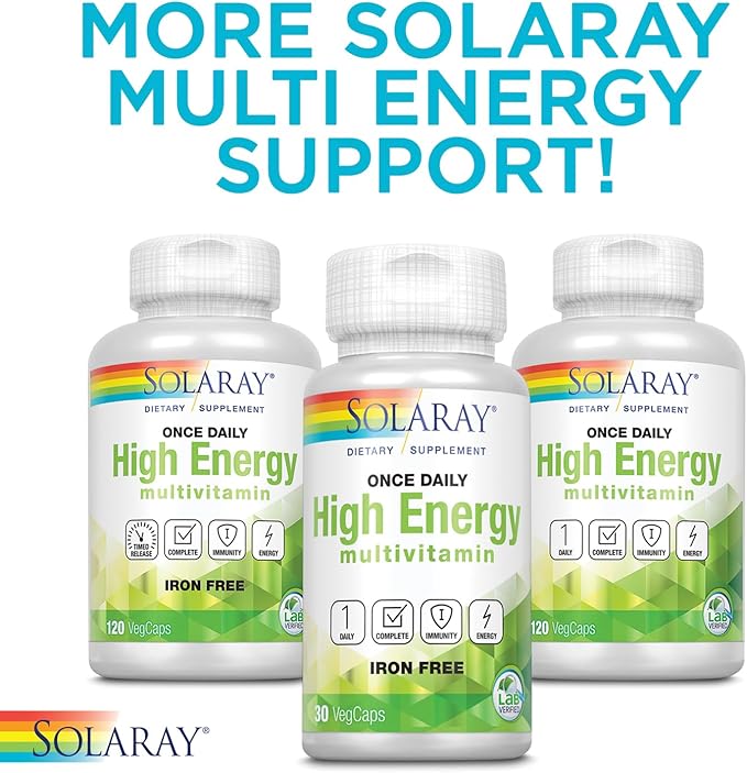 Solaray Multi Energy No Iron, Two Daily, Capsule (Btl-Plastic) 60ct (30 Serv, 60 CT)
