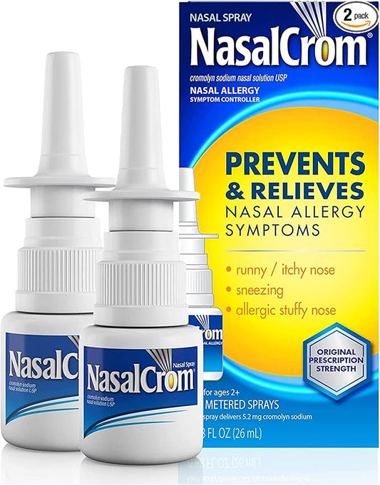 NasalCrom Nasal Spray Allergy Symptom Controller | 200 Sprays | .88 FL OZ (2 Pack)