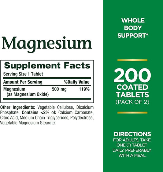 Nature's Bounty 500mg Magnesium for Bone 400 Tablets
