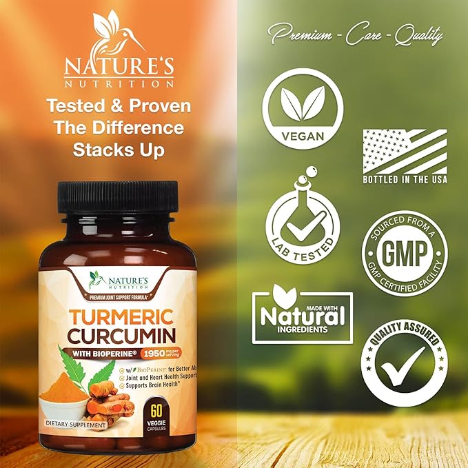 Turmeric Curcumin with BioPerine 95% Standardized 1950mg - 60 Capsules