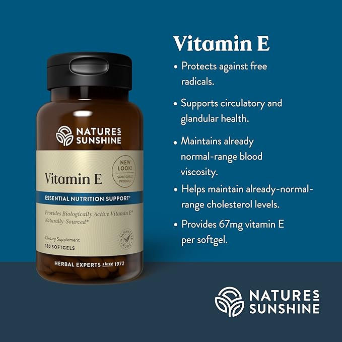 Nature's Sunshine Vitamin E 100 IU, 180 Softgels