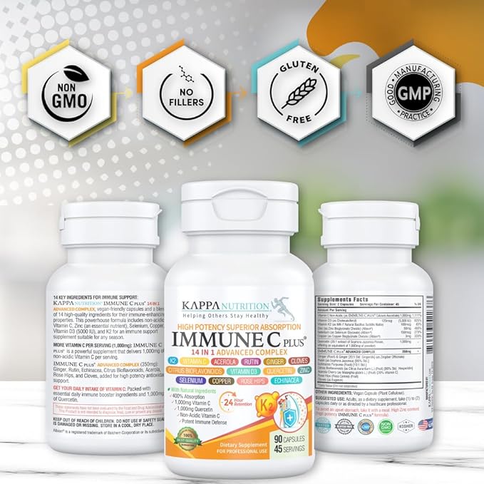 (120 Capsules), Quercetin 1,000mg, Vitamin C 1,000mg, Zinc 50mg, Vitamin D3 5,000iu, 5,000iu, Selenium, 14 in 1 Immune