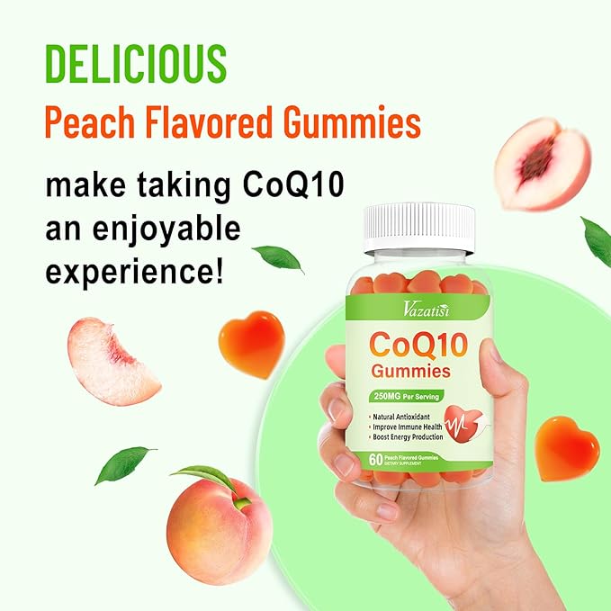 High Absorption CoQ10 Gummies 250mg, Plus Omega-3, Magnesium, B12 for 5X Better Q10 Supplement- 60Cts