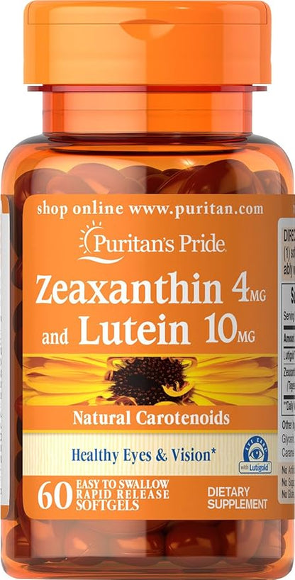Puritan's Pride Zeaxanthin 4mg with Lutein 10mg, Supports 60 ct
