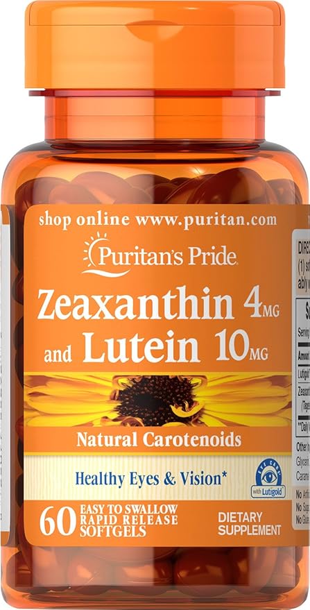 Puritan's Pride Zeaxanthin 4mg with Lutein 10mg, Supports 60 ct