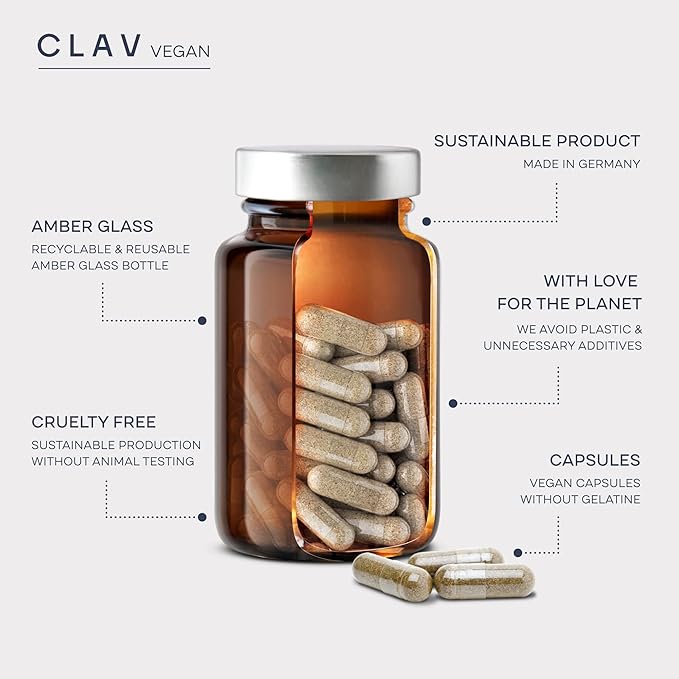 CLAV Vitamin B Complex - 120 Capsules - All 8 B Vitamins with Co-Factors Myo-Inositol & Choline - Supports Energy Metabolism - Vegan - Made in Germany