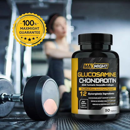 Glucosamine Chondroitin MSM Turmeric, Boswellia, 12-in-1, 90 Tab,