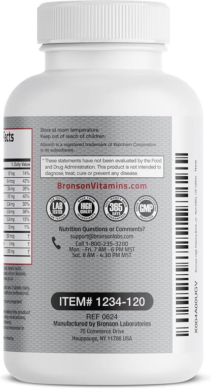 Bronson Bone Health & Strength Complex* 200 MCG K2 as MK7, Plus D3, and 120 Tablets