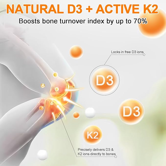Vitamin D3 5000 IU & K2 (MK-7) 120 mcg 60ml Drops with MCT Oil Omega 3, Liquid Vitamin D3 & K2 Supplements - 2 Months Supply -Supports Bones, Teeth, Mood & Immune System, Calcium Absorption