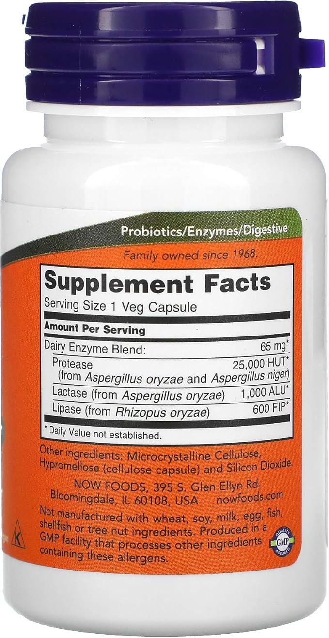 NOW Supplements, Dairy Digest Complete, Digests 90 Veg