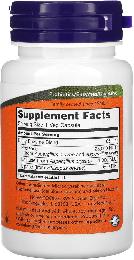 NOW Supplements, Dairy Digest Complete, Digests 90 Veg