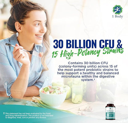 1 Body 30 Billion CFU Probiotic 60 Vegetarian