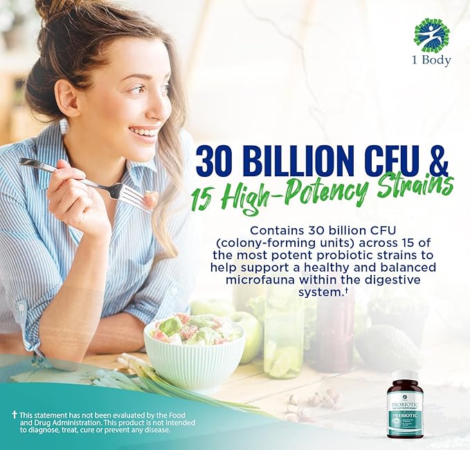 1 Body 30 Billion CFU Probiotic 180 Vegetarian