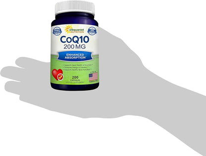 aSquared Nutrition CoQ10 (200 Capsules and 200mg) Q-10 Powder Q10 Vitamin, 10 Alernative