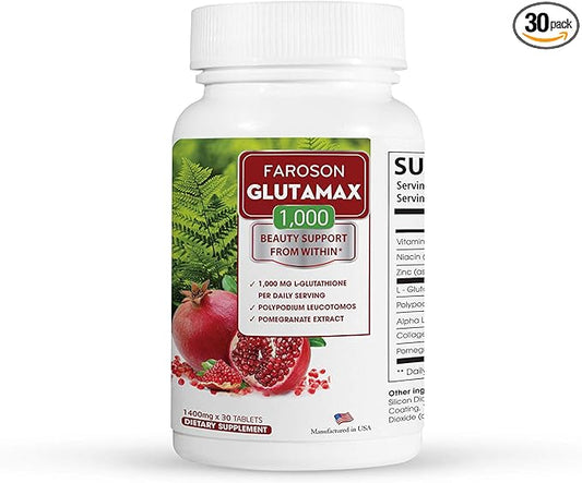 Glutamax|Whitening from Within|Glutathione 1000mg, Fern&Pomegranate Extract| 30 Tablets