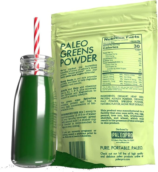 PaleoPro Paleo Greens Powder, Plant-Based Vegan B12, Keto 9.4oz