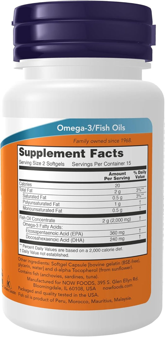 NOW Supplements, Omega-3 180 EPA / 120 DHA, 30 Softgels