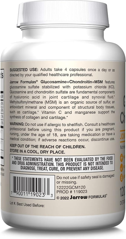 Jarrow Formulas Glucosamine + Chondroitin + 30 Capsules, 120 Day
