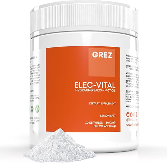 GREZ ELEC-Vital Electrolytes Powder No Sugar - Hydration Powder, Keto Electrolytes No Sugar - Complete Mineral Support, Sodium, Potassium, Magnesium, Zinc - - 30 Servings