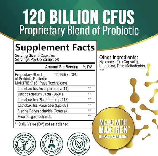 Probiotics for Digestive Health, 120 Billion 60 Capsules