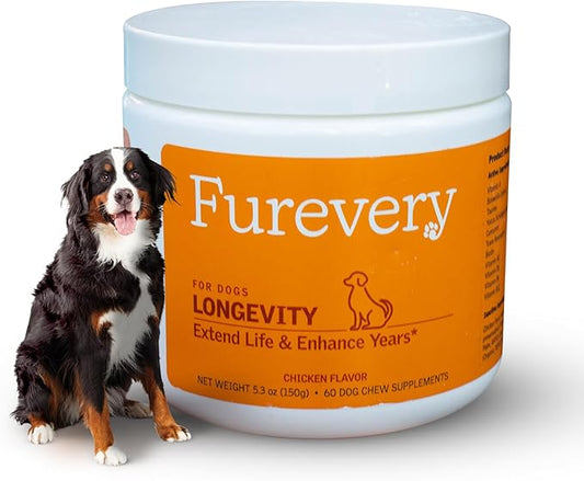 Chewable Dog Vitamins and Supplements – Daily Longevity Multivitamin for Dogs with Curcumin, Taurine, Trans-Resveratrol – Essential Vitamins for Dogs to Support Wellness and Vitality