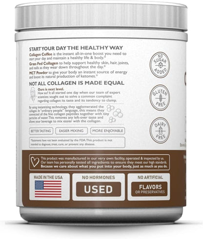 Peptide Powder with Premium Columbian Coffee; Grass-Fed; Keto Friendly, MCT Coconut Oil Powder, Soy Free, Gluten Free, Sugar Free, 40mg Caffeine/SVG; Mocha Hazelnut 25 Servings