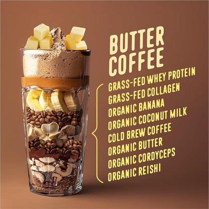 FlavCity Protein Powder Smoothie, Butter Coffee 100% Grass-Fed (25g of (33.02 oz)