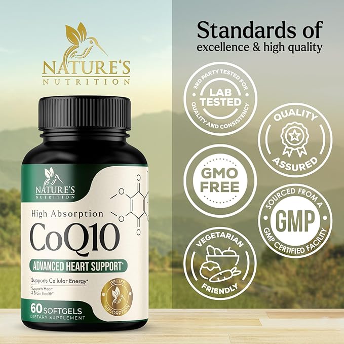 CoQ10 100mg Softgels Q10 Vitamins, Q10 Supplement 60 Softgels
