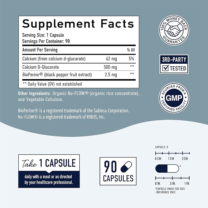Calcium D-Glucarate | 500mg | CDG 90 Ct. (3-Month Supply)