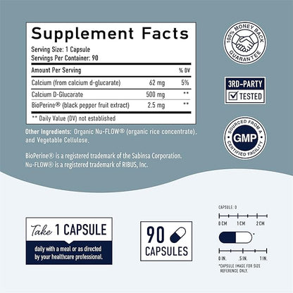 Calcium D-Glucarate | 500mg | CDG 90 Ct. (3-Month Supply)