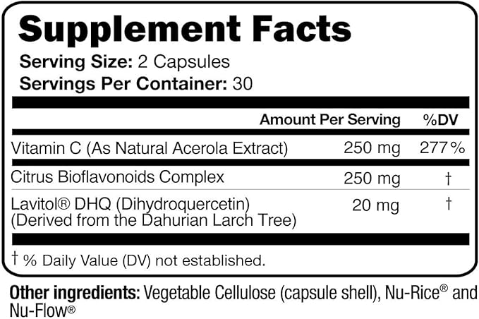 100% Natural Vitamin C from Acerola 250 mg 250 mg, 60 Capsules