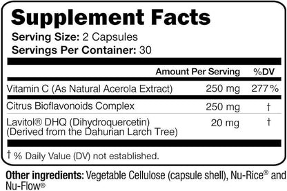 100% Natural Vitamin C from Acerola 250 mg 250 mg, 60 Capsules