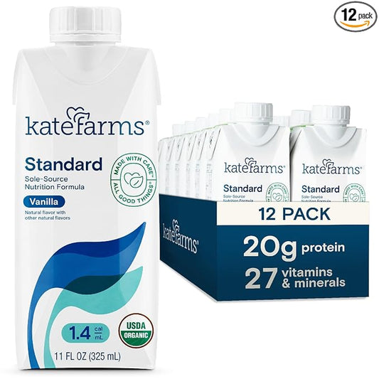 KATE FARMS Organic 1.4 High Calorie 20g Protein, 27 Vitamins 11 oz (12 Pack)