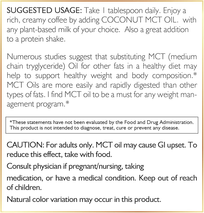 MCT Oil - Intermittent Fasting Support, Metabolism & Brain Power Boost, Natural Energy from Coconut, Free from Gluten, Dairy, Soy, Vegan & Keto-Friendly, 32 fl oz