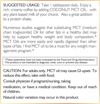 MCT Oil - Intermittent Fasting Support, Metabolism & Brain Power Boost, Natural Energy from Coconut, Free from Gluten, Dairy, Soy, Vegan & Keto-Friendly, 32 fl oz