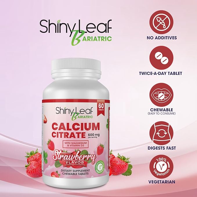 Shiny Leaf Bariatric Calcium Citrate 600 60 Ct D3, Natural (2 Months)