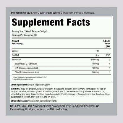 Piping Rock Salmon Oil Supplements 1000mg | 180 Softgels