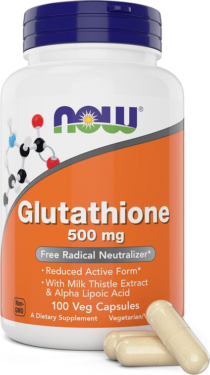 NOW Glutathione 500 mg, 100 Vegan Capsules
