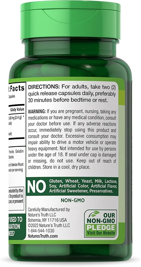 Nature's Truth Valerian Root Capsules 2400mg | 90 Count