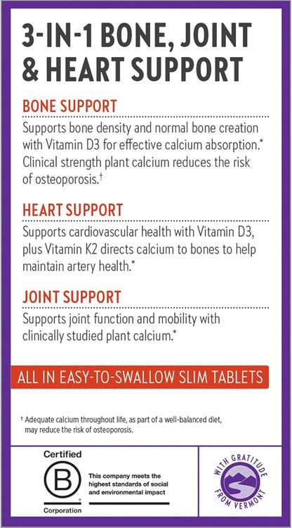 New Chapter Calcium Supplement D3+K2, 70+ 70+ Trace 180 Slim
