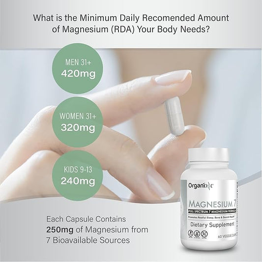Organixx Magnesium Supplement, Natural Calm Magnesium B6 and (60 Count)