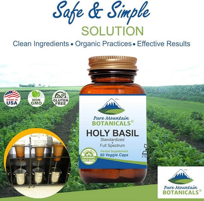 Pure Mountain Botanicals Holy Basil Capsules 450mg Organic