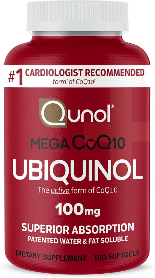 Qunol Mega Ubiquinol 100mg CoQ10, Superior Q10, Antioxidant 100 Count